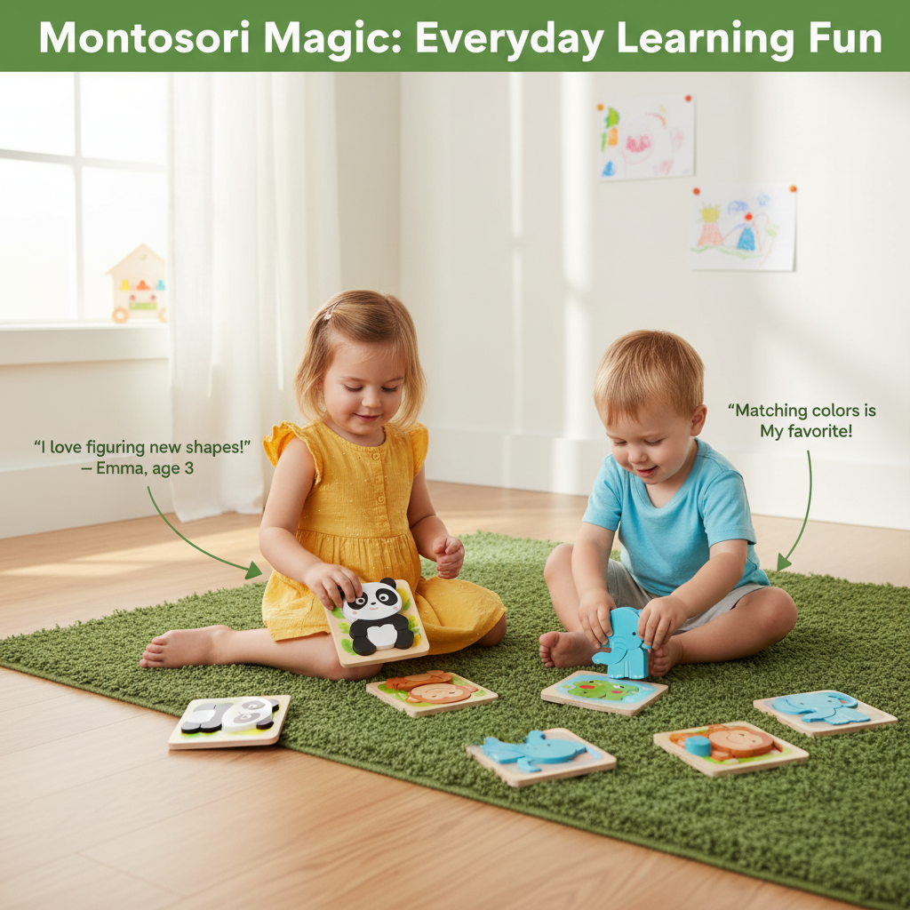 WO™ Montessori Wooden Puzzle Set for Toddlers — 6-Piece Set