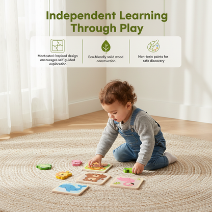 WO™ Montessori Wooden Puzzle Set for Toddlers — 6-Piece Set